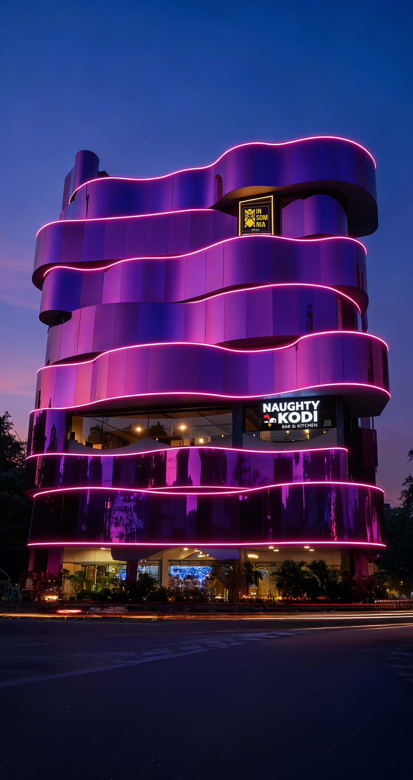 Naughty Kodi, lit up in Khajaguda